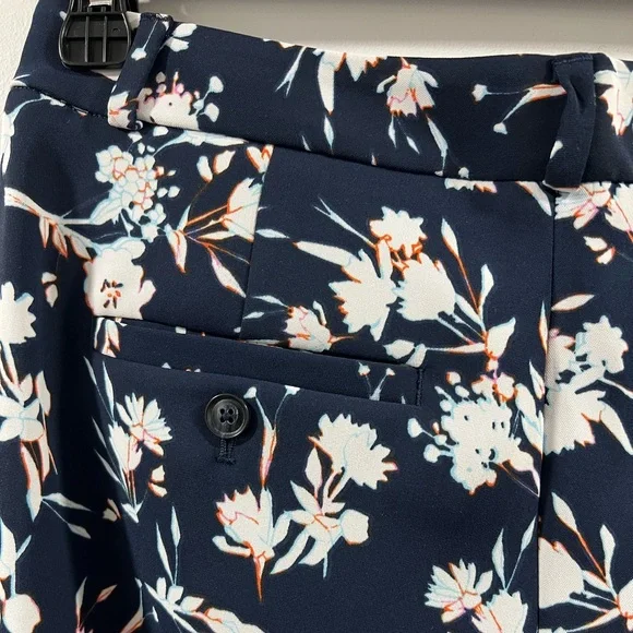 Banana Republic Navy Floral Trousers. Size 4. N/W Tags - Picture 2 of 4